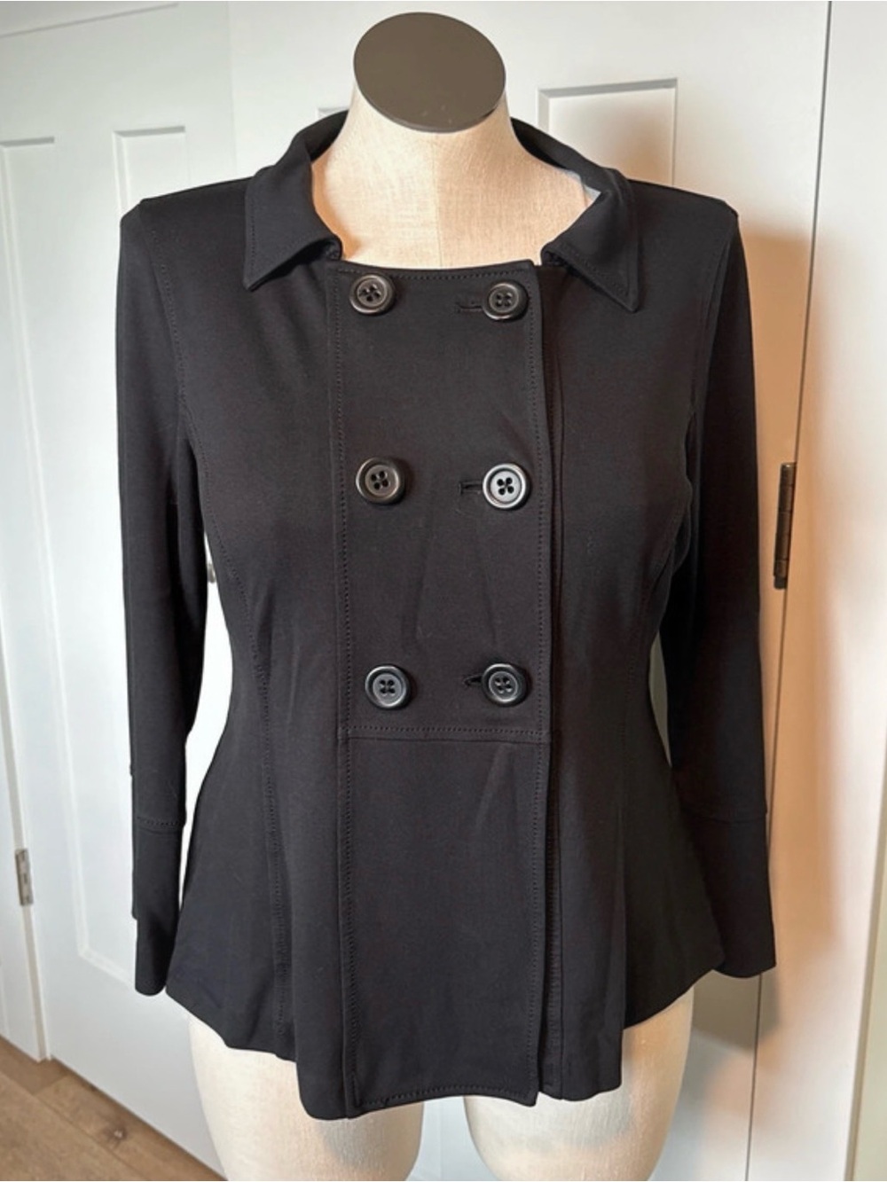 Semantiks Black Double-Breasted Peplum Jacket